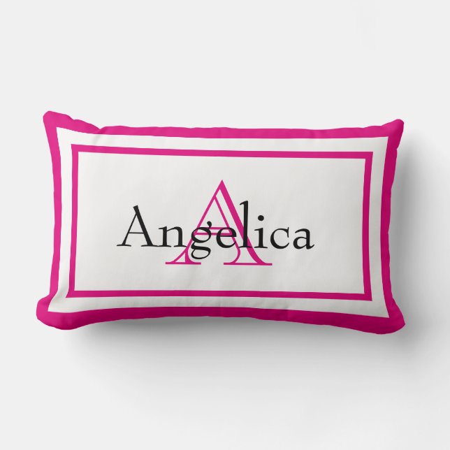 Hot Pink Girls Monogram Name Keepsake Pillow (Front)