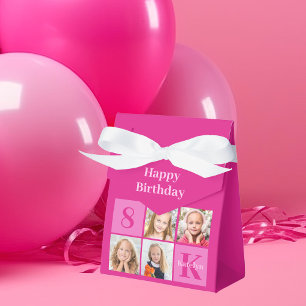 Hot Pink Girls Photo Custom Chic Birthday Party Favour Box