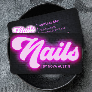 Hot Pink Glam Beauty Salon Nail Tech QR Code Business Card