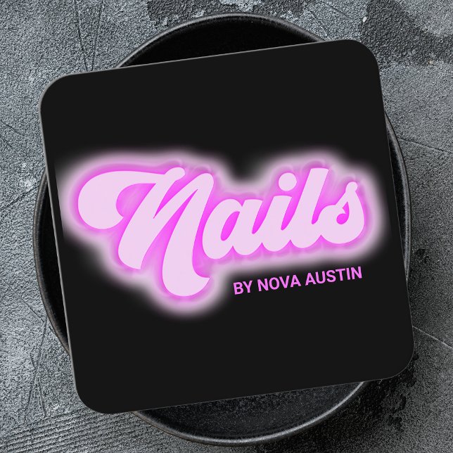 Hot Pink Glam Beauty Salon Nail Tech QR Code Square Business Card (Creator Uploaded)