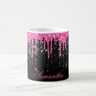 Hot Pink Glam Dripping Glitter Sparkle Coffee Mug