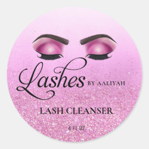 Hot Pink Glam Glitter Lash Bath Shampoo Cleanser Classic Round Sticker