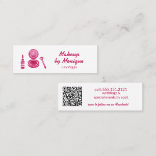 Hot Pink Glam Makeup Artist QR Code Mini Business Card