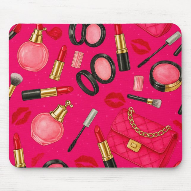 Hot Pink Glam Makeup Mouse Pad (Front)