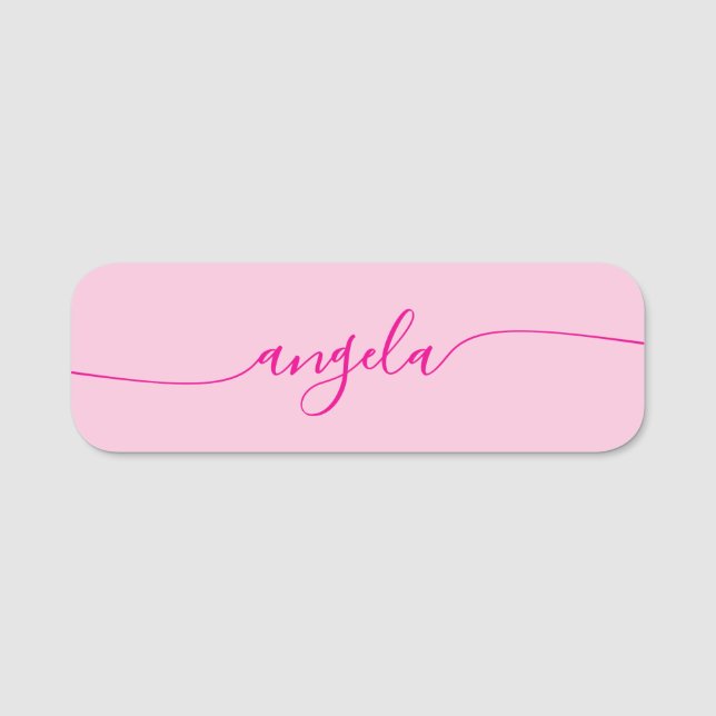 Hot Pink Glam Signature Centred Name Name Tag (Front)