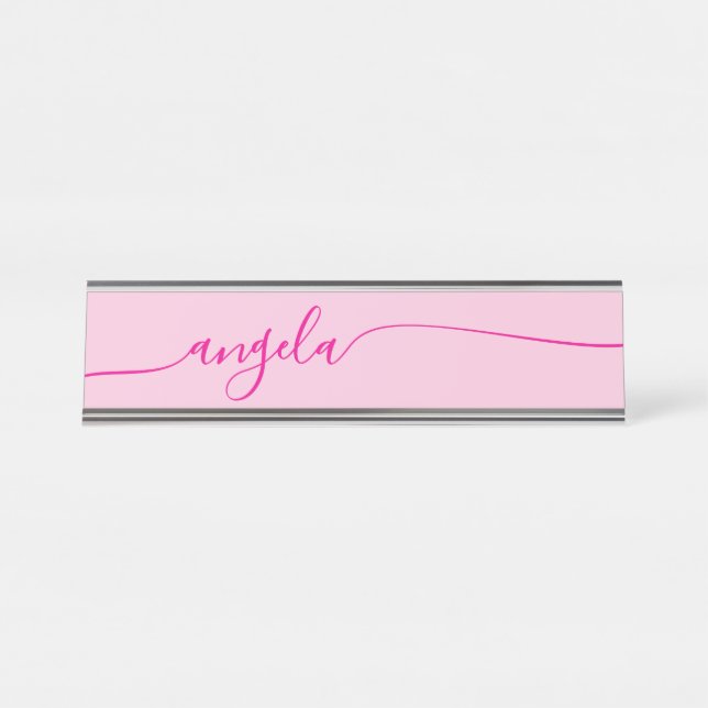 Hot Pink Glam Signature Desk Name Plate (Front)