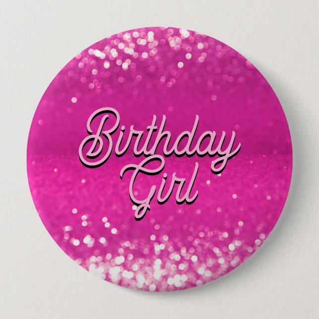 Hot Pink Glitter Bokeh Custom Text 10 Cm Round Badge (Front)