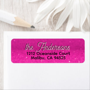 Hot Pink Glitter Bokeh Custom Text Address Label Return Address Label
