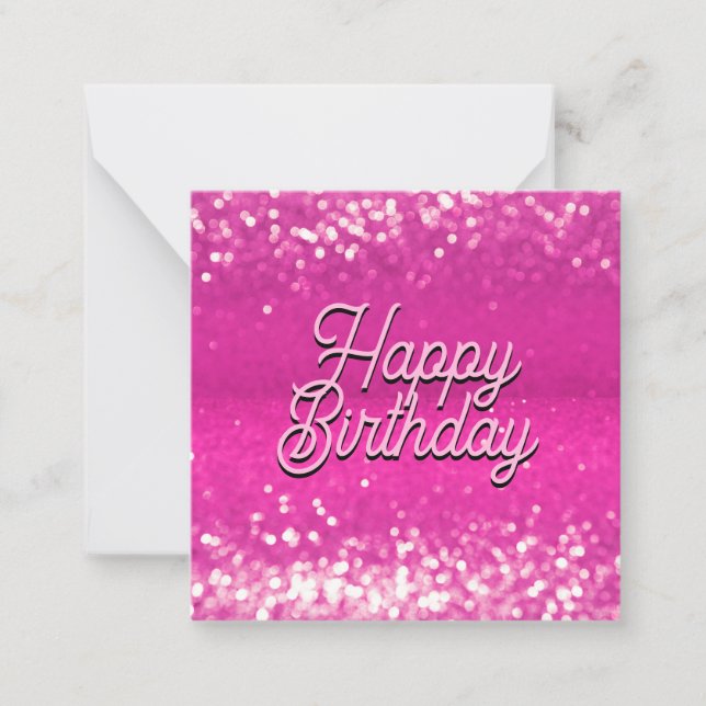 Hot Pink Glitter Bokeh Custom Text Card (Front)