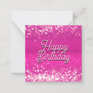 Hot Pink Glitter Bokeh Custom Text Card