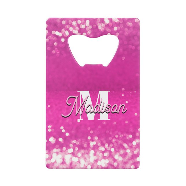 Hot Pink Glitter Bokeh Monogram (Front)
