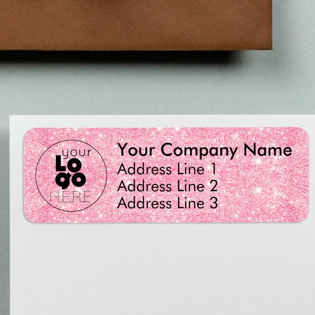 Hot Pink Glitter Business Logo Return Address Label (Creator Uploaded)