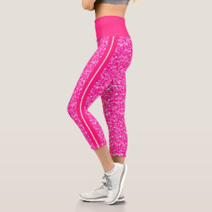 Hot Pink Glitter Capri Leggings