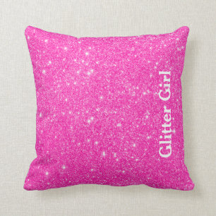 Hot Pink Glitter Girl Show Your Glamours Sparkle Cushion