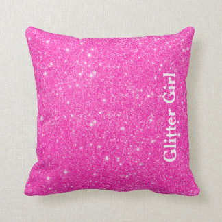Hot Pink Glitter Girl Show Your Glamours Sparkle Cushion
