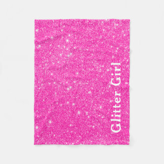 Hot Pink Glitter Girl Show Your Glamours Sparkle Fleece Blanket
