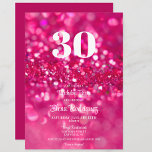 Hot Pink Glitter Glam 30th Birthday Invitation<br><div class="desc">Celebrate the birthday girl with this modern and glam 30th Birthday Invitation! Hot pink glitter design in front with solid pink background on the back. Age and all text can be changed.</div>