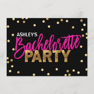 HOT Pink Glitter Gold BACHELORETTE PARTY Invitation