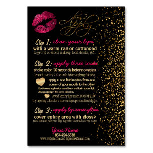 Hot Pink Glitter Lip Colour Instructions Table Number