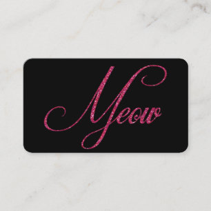 Hot Pink Glitter Look Meow Cat Business Cards