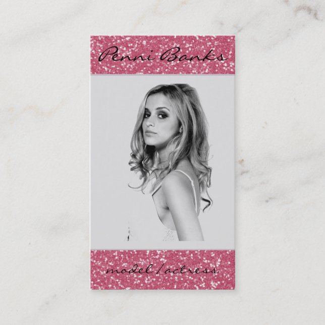 Hot Pink Glitter Model Actress Business Cards (Front)