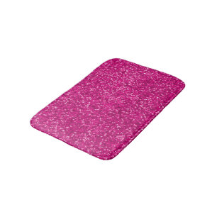 Hot Pink Glitter Pattern Look   Girly Glamour Bath Mat