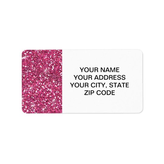 Hot Pink Glitter Printed Address Label