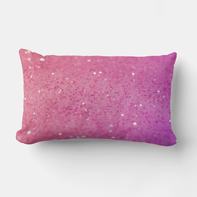 Hot Pink Glitter - Shiny, Sparkles Lumbar Cushion (Front)