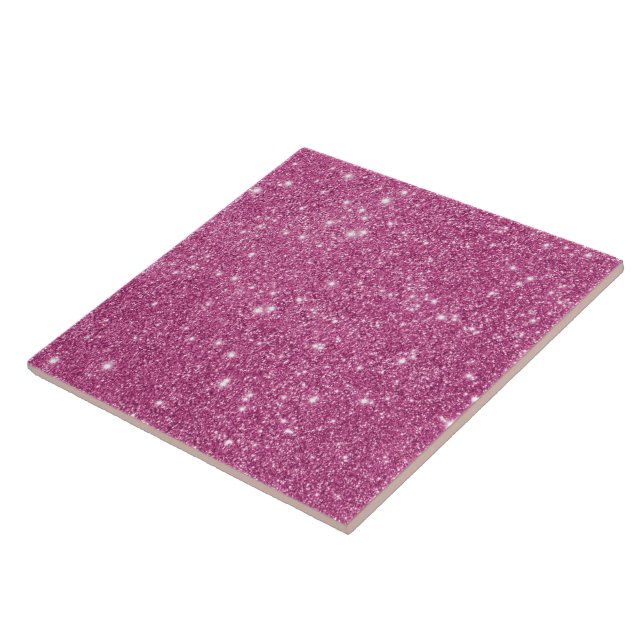 Hot Pink Glitter Sparkles Ceramic Tile (Side)