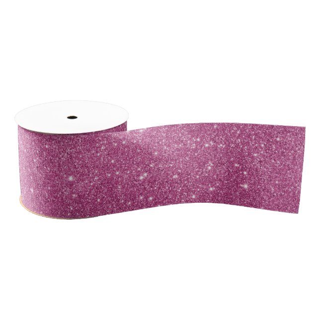 Hot Pink Glitter Sparkles Grosgrain Ribbon (Spool)
