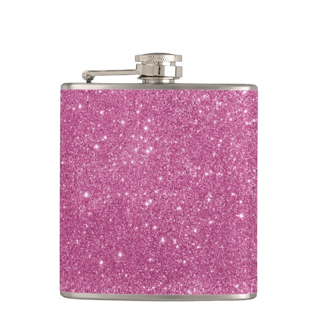 Hot Pink Glitter Sparkles Hip Flask (Front)
