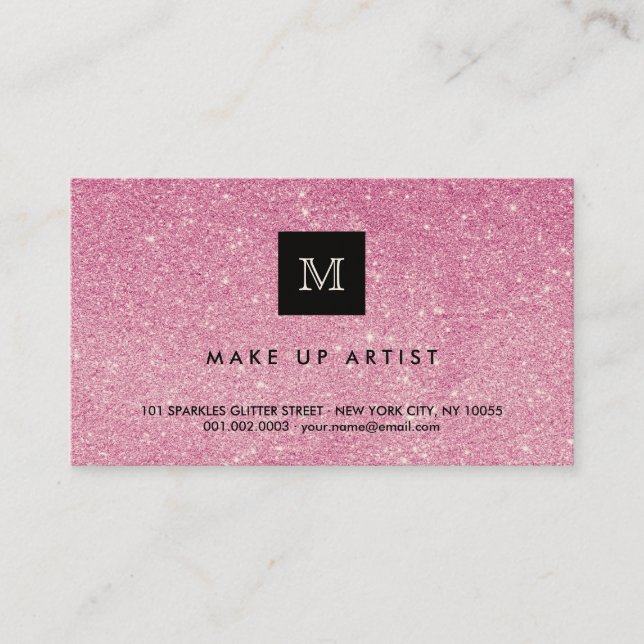Hot Pink Glitter Sparkles Modern Chic Profile Card (Front)