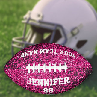 Hot pink glitter sparkles Your Custom name Team Football