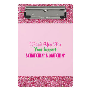 Hot Pink Glitter Thank You for Scratch Offs Mini Clipboard