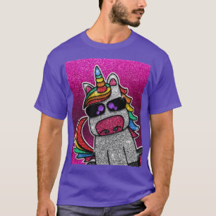 Hot Pink Glitter Unicorn Jersey Name + Number  T-Shirt