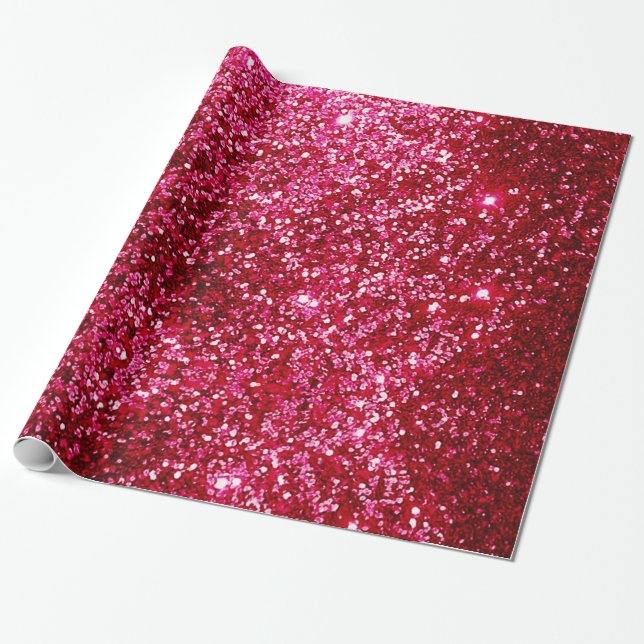 Hot Pink Glitter  Wrapping Paper (Unrolled)