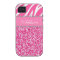 Hot Pink Glitter Zebra Print Rhinestone Girly Case