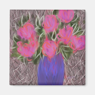 Hot Pink Glow Bouquet Original Art Magnet