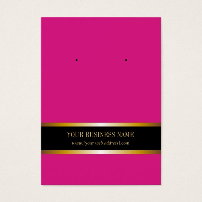 Hot Pink Gold Black Custom Earring Card (Front)