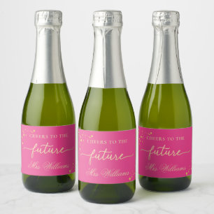 Hot Pink Gold Bridal Shower Sparkling Wine Favour  Label