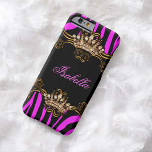 Hot Pink Gold Bronze Tiara Crown Zebra Barely There iPhone 6 Case