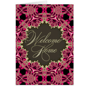 Hot Pink & Gold Lace Welcome Home Card