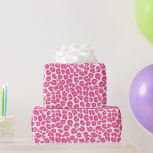 Hot Pink Gold Leopard Pattern Wrapping Paper
