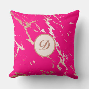 Hot Pink & Gold Monogram Custom Cushion