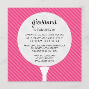 Hot Pink Golf Ball Miniature Golf Birthday Party Invitation