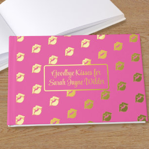 Hot Pink Goodbye Kisses Foil Guest Book