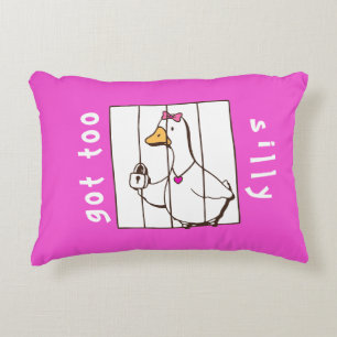 Hot Pink Got too Silly Funny Goose Decorative Cushion