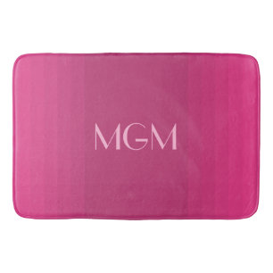 Hot pink gradation monogram bath mat