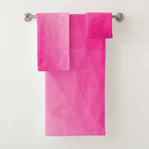 Hot pink Gradient Geometric Mesh Pattern Bath Towel Set