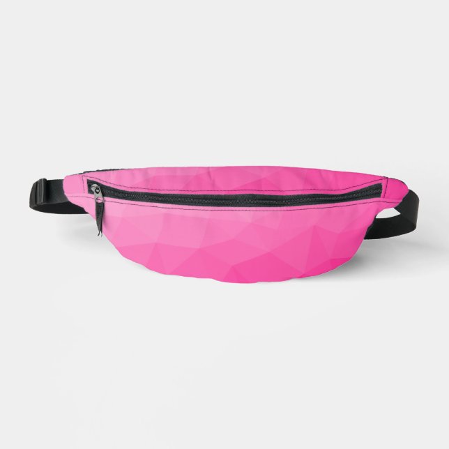 Hot pink gradient geometric mesh pattern bum bags (Front)